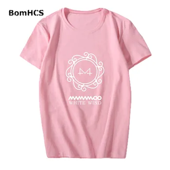 BomHCS Kpop MAMAMOO BIELA VIETOR Bavlnené tričko Basic Tee Mládež Unisex Športové Vrcholy (Čierna Biela Sivá Modrá Ružová, Červená)