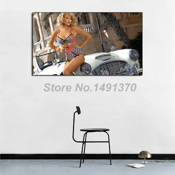Dospelých Model Sexy Dievčat, A Automobilový Vonkajšie Foto Plagát Maľovanie Na Plátno Stenu Spálne Umelecké Dekorácie, Obrázky Domova
