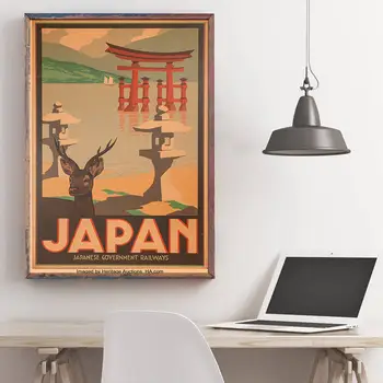 Japonsko Krajiny Plagát Ručne Maľované Cestovné Architektúry Stenu, Nálepky Vintage Kraft Papier Hotel Obývacia Izba Domova 42x30cm