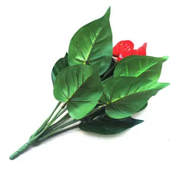 1Pcs Anthurium Zelené Rastliny, Umelé kvety Flores Artificiais Rastliny Kvetinový Dekor Falošné Kvet Bonsai simulácia zalievané Horúcou