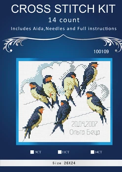 New100109 sedem vtákov Počíta Cross Stitch Cartoon Cross Stitch 14CT Cross-Stitch Auta Ručné Výšivky, Výšivky