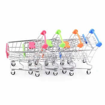 Mini Supermarket Handcart Nakupovanie Utility Košíka Režim Skladovanie Hračiek z nehrdzavejúcej ocele, Pero Držiteľov Stôl Príslušenstvo Valcové prípade