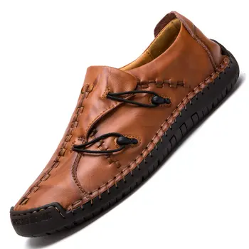2019 Ručné Mokasíny Lodné Topánky Pre Mužov Originálne Kožené Módne muž pánske čierne Topánky Pošmyknúť Na Plus Veľkosť 48 Zapatos Hombre