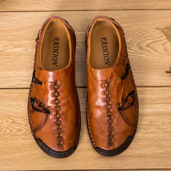 2019 Ručné Mokasíny Lodné Topánky Pre Mužov Originálne Kožené Módne muž pánske čierne Topánky Pošmyknúť Na Plus Veľkosť 48 Zapatos Hombre