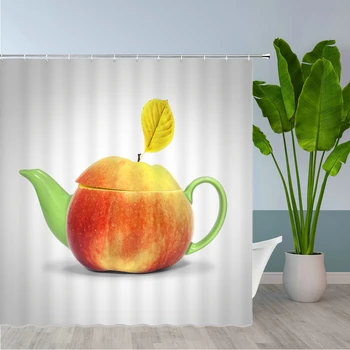 Zábavné Ovocie Sprchové Závesy Domova 3D Tlač Apple, banány, Ananás, Banán S Háčikmi Pre Kúpeľňa Nepremokavé Polyesterové Opony Nastaviť