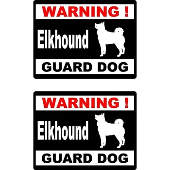 15*11.5 cm 2x Cartoon UPOZORNENIE Elkhound strážny Pes Zábavnej Retro-reflexné Auto Okno Nálepky Obtlačky C1-8167