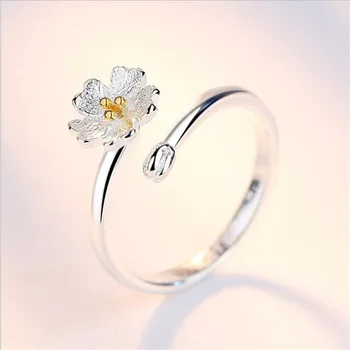LUKENI Roztomilý Kvet Žena Nastaviteľné Prst Prsteň, Šperky Dievča Módneho 925 Sterling Silver Krúžky Pre Ženy Strany Príslušenstvo