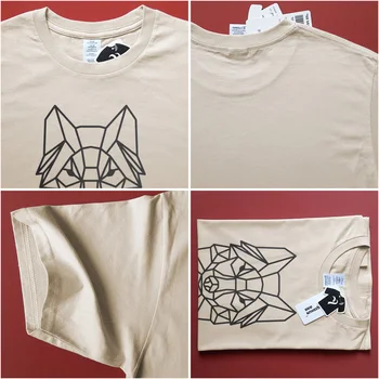 Cartoon Geometrické Vlk Zvierat T-shirt 2020 Teens Módne Tričko Roztomilý Zvierat Vlk Hlavy Mužov, T Košele Jednoduché Line Art Design Tees