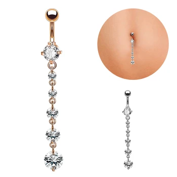 Nový produkt Sexy Brucho Tlačidlo Piercings Dlho Visieť Šperky Telo Pupok Krúžky Kvapka Vody Ženy Šperky, Zirkón