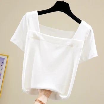 Gkfnmt Tričko Ženy Oblečenie Letné Biele Topy Ženy tričko Bavlna, Krátky Rukáv Bežné Čierna Šedá Tee tričko Femme