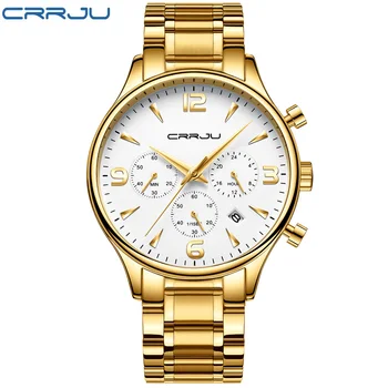 CRRJU mužov sledovať business bežné quartz hodinky mužov multi-function šesť-pin načasovanie nehrdzavejúcej ocele popruh top luxusné hodinky 2019 nové