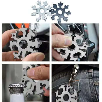 19 V 1, Prenosné Skrutku Kľúča Snowflake Tábor Krúžok Vonkajší Kľúča Hexagon Pocket Tool Vývrtka Nástroj Pre Domov Reparing