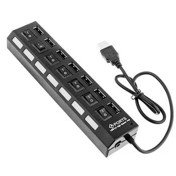 7 Portov, LED USB 2.0 Adaptér Hub Power on/off Prepínač Usb Kábel príslušenstvo k počítačom usb hub s sieťový adaptér