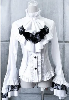Gotický retro čipky Lolita Blúzka Viktoriánskej Ženy Tričko Retro Stredoveké Lolita Kostým Topy Tea Party Plus Veľkosť Dlhý Rukáv rytier