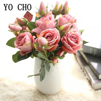 Umelé Kvety Ruže Hodváb Pobočka 3 Hlavy Flannelette Ruže na Jeseň Svadobné Domáce Stranu Balkóna DIY Dekor Malé Falošné Kvety