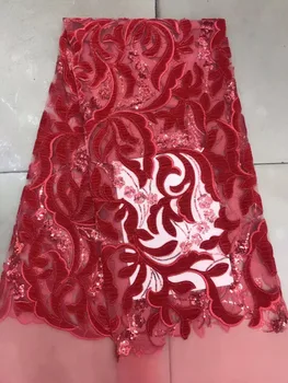 Móda Sat-81131 Vyšívané Oka Textílie, Čipky nigérijský Tylu Čipky Tkaniny s flitrami francúzsky Čistý Čipky Textílie