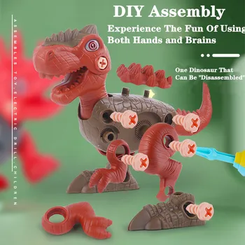 Nové HOBBY Montáž Dinosaura Ručné Vŕtačky ALEBO Elektrickú Vŕtačku Rozobrať Skrutku Detí Vzdelávacie Hračky, Interaktívne Hračky Dinosaurov