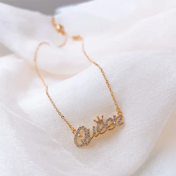 Kórejské Ženy Fashion Kamienkami Koruny List Prívesok Náhrdelník Šperky Temperamen Žien Clavicle Reťazca Príslušenstvo