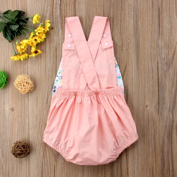 Novorodenca Dievča Kvetinový Bunny Romper Jumpsuit Oblečenie Sunsuit Oblečenie Baby Girl Tee Krku Bez Rukávov Roztomilý Romper Zelená Ružová