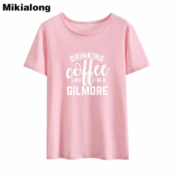 Mikialong Pitie Kávy Tumblr T Shirt Ženy 2018 Lete Krátky Rukáv Bavlna Tee Tričko Femme O-krku Voľné Ženy Tričko Topy