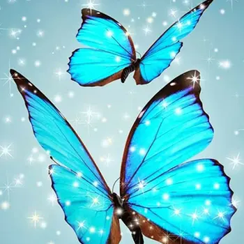 Blue Butterfly Kolo Diamond kreslenie, Kresby Mimeograph plátno Plný Diamond 9CT Nepremokavé Spálne