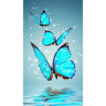 Blue Butterfly Kolo Diamond kreslenie, Kresby Mimeograph plátno Plný Diamond 9CT Nepremokavé Spálne