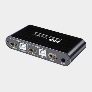 HOT-KVM Prepínač, 2 Port Vysokej Rýchlosti KVM 4K HDMI Prepínač pre Zdieľanie Monitor Klávesnica Myš Domov, USB 2.0, Prenos, HDMI+USB