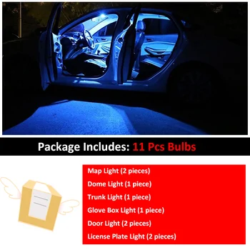 11pcs Auto Príslušenstvo, Biele Interiérové LED Žiarovky Balík Kit Pre 2005-2010 Kia Sportage T10 31MM 39 MM Mapa Dome batožinového priestoru Lampa