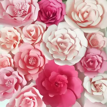 Papierblume Hintergrund Prútik veľkého Rose Blumen DIY Hochzeit Party Dekor 30 cm Kvetinové dekorácie