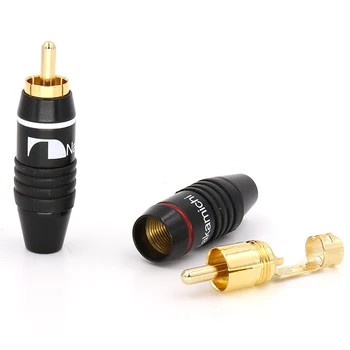 4x Vysoko Kvalitné Zlato RCA Samec Konektor Jack Audio Kábel Spájky Konektor Čierna
