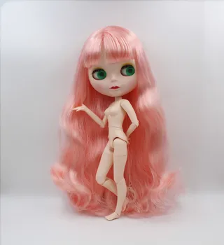 Blygirl,Blyth bábiku,Broskyňa, ružové a kučeravé vlasy, 19 kĺbov tela, novú tvár shell bábiku, 1/6 nahé bábiku, môže dať jej make-up a oblečenie