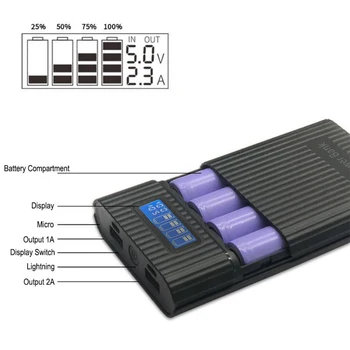 4x18650 DIY LCD Displej Batéria Banka Prenosné Batérie Shell Box Prípade DIY KIT Digital Powerbank Skladovanie Batérií Prípadoch SD1