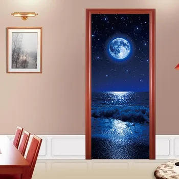 2ks/set Mesiac zobrazenie na Šírku Plagát Dvere Nálepky Maľby, Tapety na Stenu-Nálepky Strany Spálňa Domova Dary