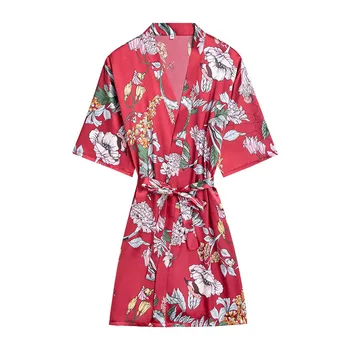 Nová Jar Leto Lady hodváb nightgown Uprostred Rukáv Plus veľkosť Župan Pre Ženy Domov Nosiť Odev na spanie šaty