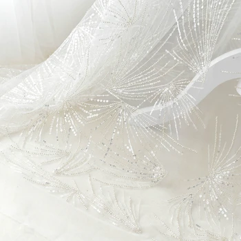 Perlové čipky tkaniny sunray korálkové tylu tkaniny svadobné šaty textílie