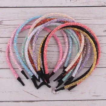 1PC Módne Bohemia PU Žiariace Vlasy Hoop Rainbow Gradient Hairband Lesk Svadobné Tiara hlavový most pre Luky Ženy, Doplnky do Vlasov