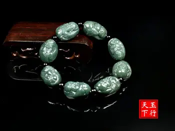 Vynikajúci Fľaše Green jade 9 Boh Amulet Náramok náramok Čínsky Ôsmich Nesmrteľných Perličiek Visí Šťastie