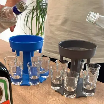 6 Shot Glass Dávkovač Držiak Plošiny Caddy Alkohol Dávkovač Strany Nápojov Pitnej Hry Cocktail Bar Víno Rýchle Plnenie Nástroj