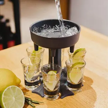 6 Shot Glass Dávkovač Držiak Plošiny Caddy Alkohol Dávkovač Strany Nápojov Pitnej Hry Cocktail Bar Víno Rýchle Plnenie Nástroj