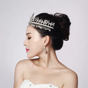 CC korún tiaras luxusné kamienky crystal korálky svadobné vlasové doplnky pre nevesty biele zlato-farba sprievod vlasy, šperky HG120