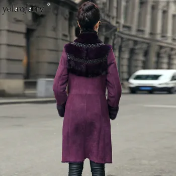 Skutočné Kožušinový Kabát Vlna Ženského Noriek Kožušiny Prírodné Shearling Bunda na Jeseň Zimný Kabát Ženy Oblečenie 2020 kórejský Ročníka Dvakrát čelil