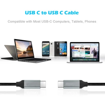 Rýchle Nabíjanie USB C do USB C Kábel Kábel Rýchle Typu C, USB C C Pletená Nabíjačka 1 Meter VH99