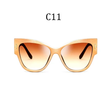 Drevené okuliare cat eye lady gradient objektív UV400 nadrozmerné tieň ženské okuliare black Oculos úplne nové