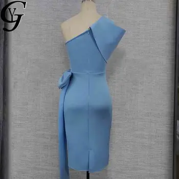 2020 Módne Ženy Bodycon Šaty, Sexy Boho Jeden Z Pliecka Bez Rukávov Modrá Šaty Žien Oslavuje Narodeniny Party Obväz Šaty