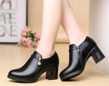 Nové Dámske Členkové Topánky Stredné Podpätky Black Boot návrhár obuvi obuvi módne žena Boot Dámy topánky Žien