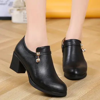 Nové Dámske Členkové Topánky Stredné Podpätky Black Boot návrhár obuvi obuvi módne žena Boot Dámy topánky Žien