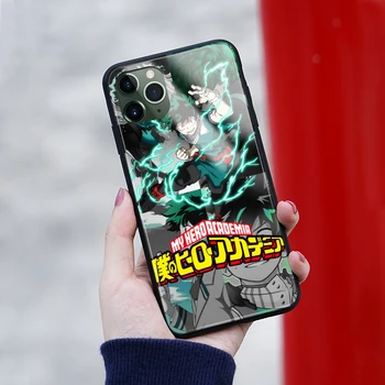 Deku midoriya izuku anime Tvrdeného Skla Mäkké Silikónové Pre iPhone SE 6 7 8 Plus X XR XS 11 Pro Max Telefón Prípade Kryt Plášťa