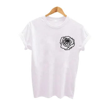 Láska Ženy Tričko Letné Módy Ženy Topy Tee Tričko Haut Femme Black White Rose Line Art T-shirt Harajuku Čaj