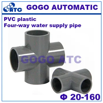 PVC šetrné k Životnému prostrediu a trvanlivé Štyroch smeroch vody prívodného potrubia O. D 20-160 mm PVC dodávka Vody tvarovku Plochá vidlica