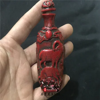 Starožitný ornament, červený korál šnupavý tabak fľaša domáce dekorácie office tvorivé yangyangruyi